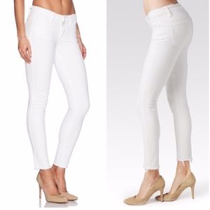 EUC Paige Verdugo Ankle Raw Hem White Skinny Jeans, 32